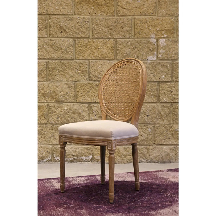 LH Imports Napoleon Dining Chair w/ Cane Back - Antique Linen SDC15-020