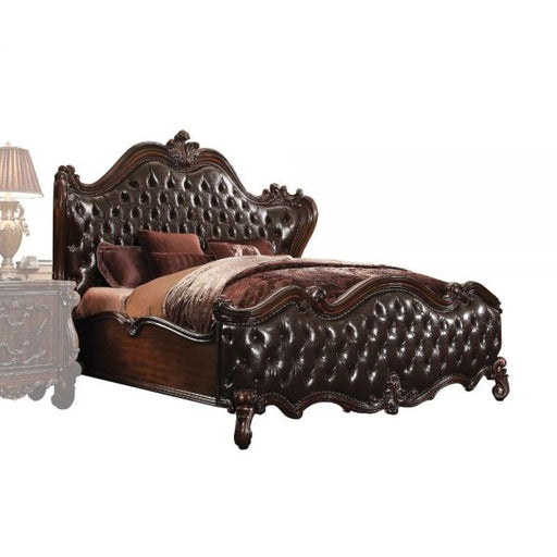 Acme Furniture Versailles Cal King Bed - Hb in Two Tone Dark Brown PU & Cherry Oak 21114CK-HB