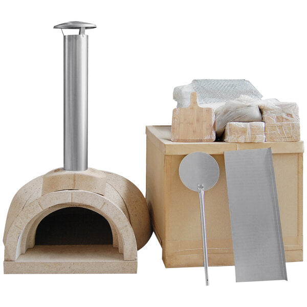 WPPO 52" x 55" x 31" DIY Tuscany Wood-Fired Outdoor Pizza Oven Kit with Stainless Steel Flue and Black Door WDIY-AD100