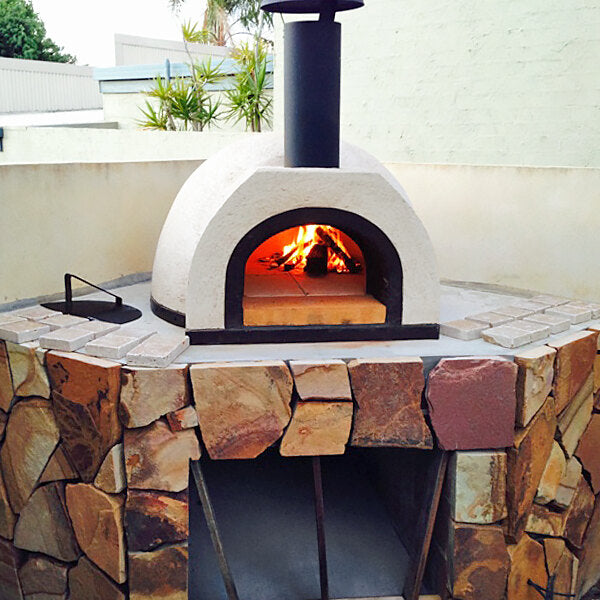 WPPO 39" x 50" x 25" DIY Tuscany Wood-Fired Outdoor Pizza Oven Kit with Stainless Steel Flue and Black Door WDIY-ADFUN