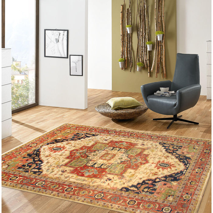 Pasargad Home Serapi Collection Hand-Knotted Lamb's Wool Area Rug-12' 0" X 18' 2", Ivory PB-20 IVORY 12X18