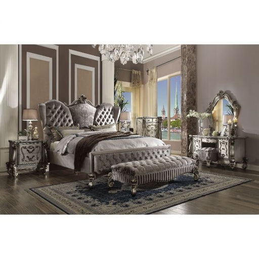 Acme Furniture Versailles Cal King Bed - Hb in Velvet & Antique Platinum 26814CK-HB