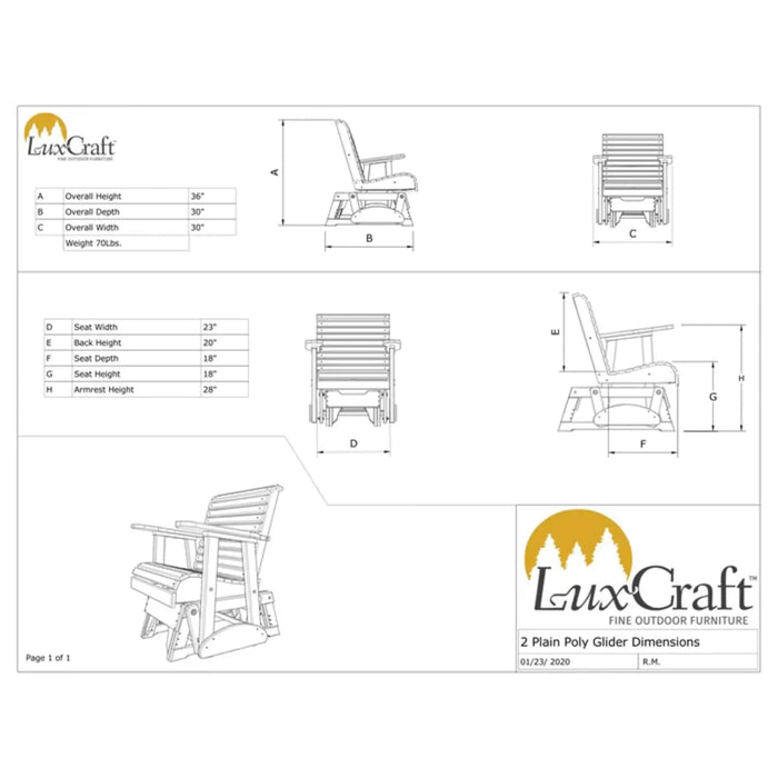 LuxCraft 2' Plain Glider Chair