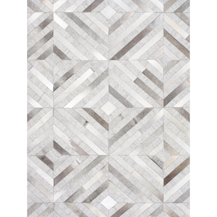 Pasargad Home Galaxy Collection Silver Cowhide & Sari Silk Area Rug- 4' 0'' X 6' 0'' ptx-3104 4x6