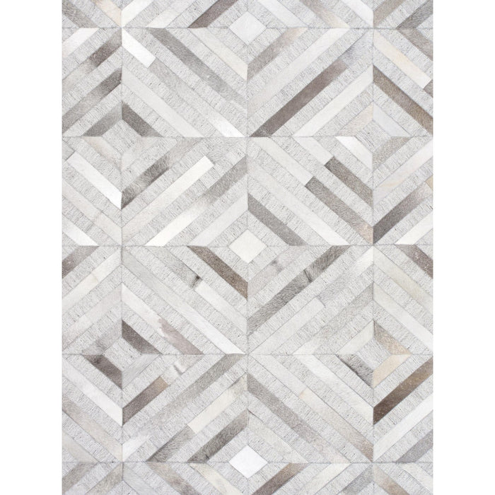 Pasargad Home Galaxy Collection Silver Cowhide & Sari Silk Area Rug- 6' 0'' X 9' 0'' ptx-3104 6x9