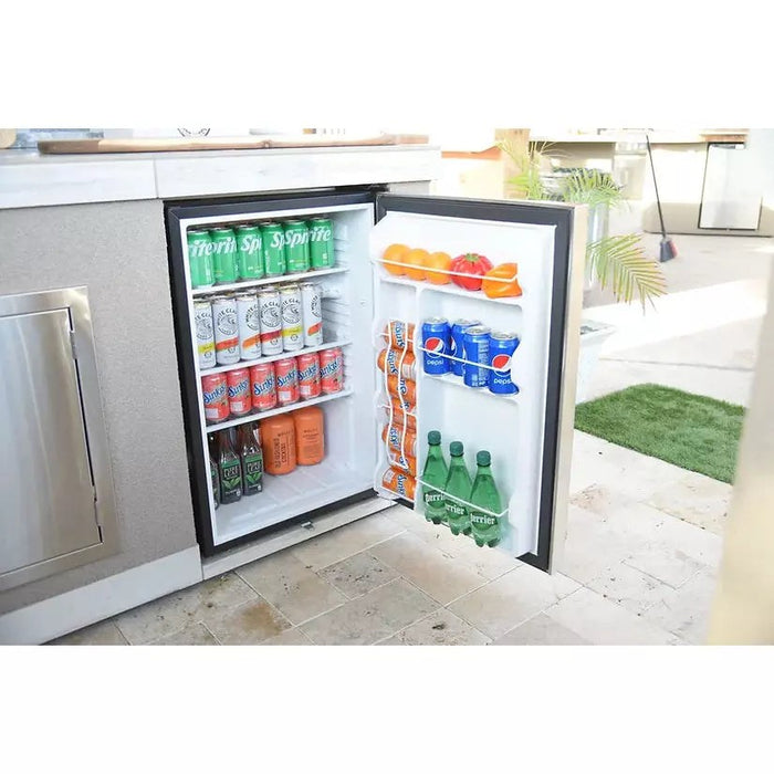 Kokomo Built-In Outdoor Kitchen Refrigerator with Temp Control Soda Rack and Lights