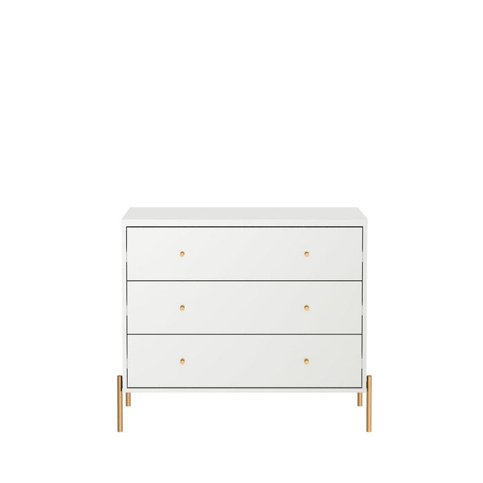 Manhattan Comfort Jasper Full Extension Tall Dresser, Classic Dresser and Nightstand Set of 3 in White Gloss