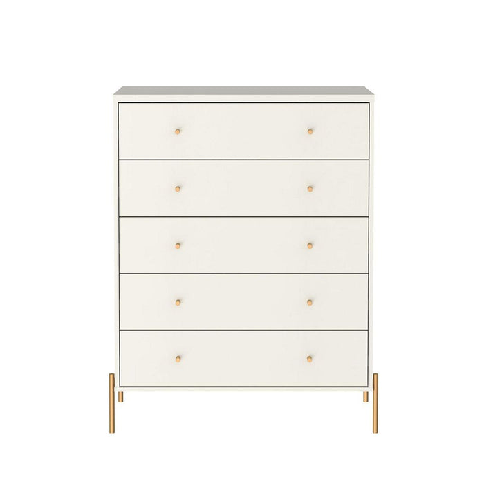 Manhattan Comfort Jasper Full Extension Tall Dresser, Classic Dresser and Nightstand Set of 3 in White Gloss