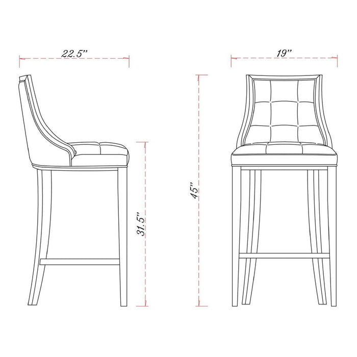 Manhattan Comfort Fifth Avenue Faux Leather Barstool in Pebble Grey Set of 3