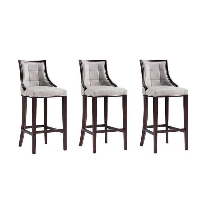 Manhattan Comfort Fifth Avenue Faux Leather Barstool in Pebble Grey Set of 3