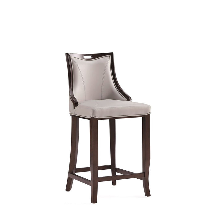 Manhattan Comfort Emperor Faux Leather Barstool in Pebble Grey Set of 3