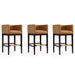 Manhattan Comfort Kingsley 38 in. Black and Dark Walnut Beech Wood Barstool Set of 3