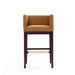 Manhattan Comfort Kingsley 38 in. Black and Dark Walnut Beech Wood Barstool Set of 3