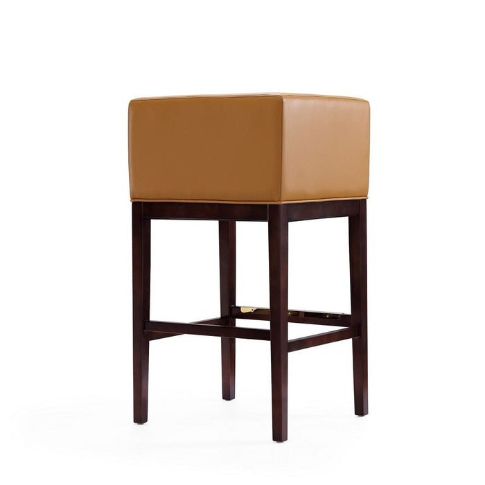 Manhattan Comfort Kingsley 38 in. Black and Dark Walnut Beech Wood Barstool Set of 3