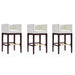 Manhattan Comfort Kingsley 38 in. Black and Dark Walnut Beech Wood Barstool Set of 3