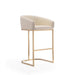 Manhattan Comfort Louvre 40 in. Cream and Titanium Gold Stainless Steel Barstool Set of 3