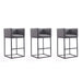 Manhattan Comfort Embassy 38 in. Cream and Black Metal Barstool Set of 3