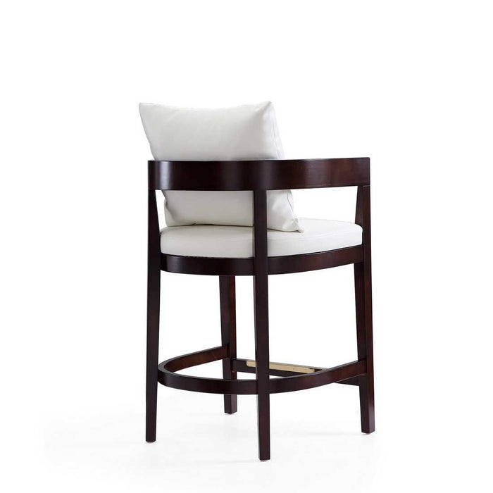 Manhattan Comfort Ritz 34 in. Ivory and Dark Walnut Beech Wood Counter Height Bar Stool Set of 3