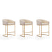 Manhattan Comfort Louvre 36 in. Cream and Titanium Gold Stainless Steel Counter Height Bar Stool Set of 3