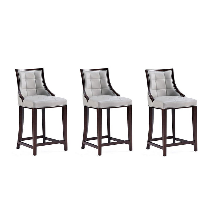 Manhattan Comfort Fifth Avenue Faux Leather Counter Stool in Pebble Grey Set of 3