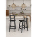 Manhattan Comfort Versailles Counter Stool in Black and Natural Cane - Set of 3