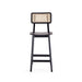 Manhattan Comfort Versailles Counter Stool in Black and Natural Cane - Set of 3