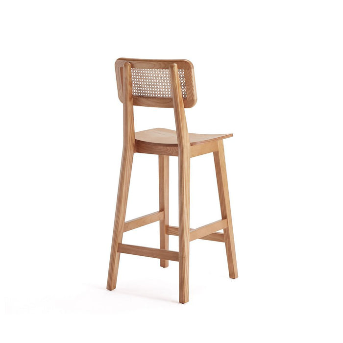 Manhattan Comfort Versailles Counter Stool in Black and Natural Cane - Set of 3