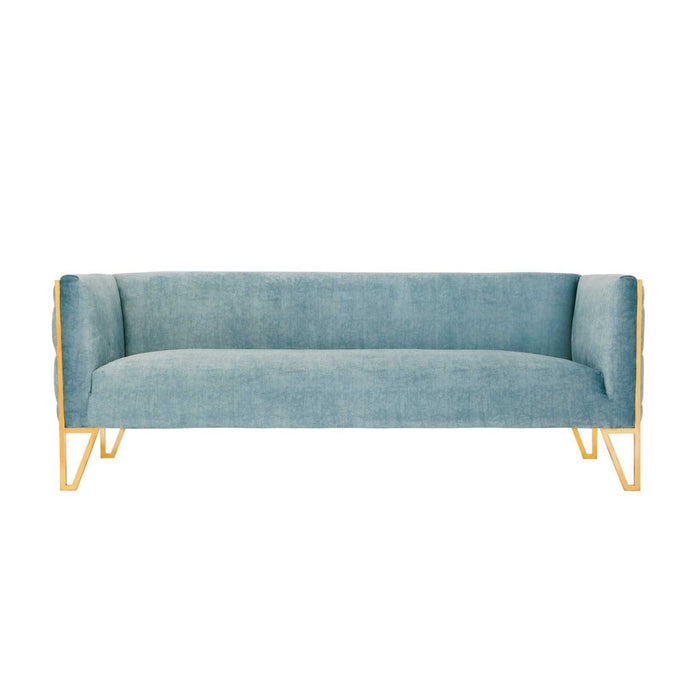 Manhattan Comfort Vector 3-Piece Grey and Gold Sofa and Armchair Set