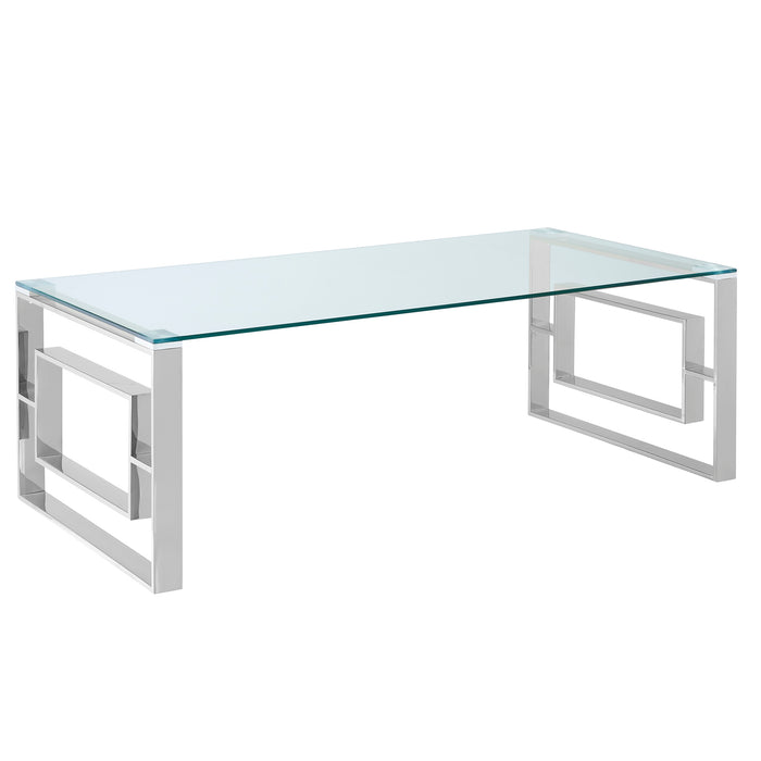Worldwide Home Furnishings Eros-Coffee Table-Silver Rectangular Coffee Table 301-482CH
