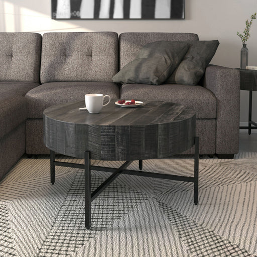 Worldwide Home Furnishings Blox-Coffee Table-Grey Round Coffee Table 301-528GY