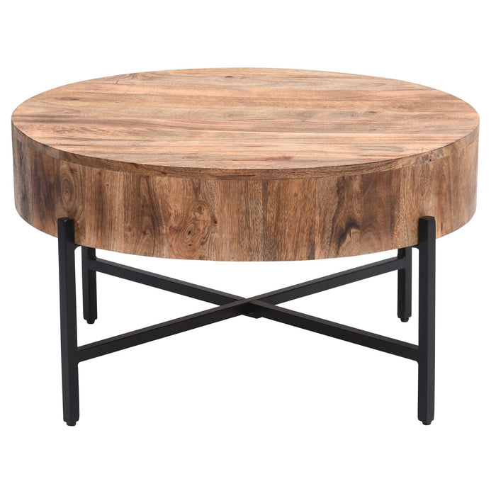 Worldwide Home Furnishings Blox-Coffee Table-Natural Round Coffee Table 301-528NAT