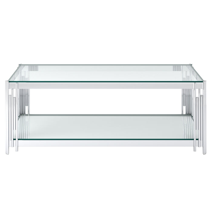 Worldwide Home Furnishings Estrel-Coffee Table-Silver Rectangular Coffee Table 301-630CH