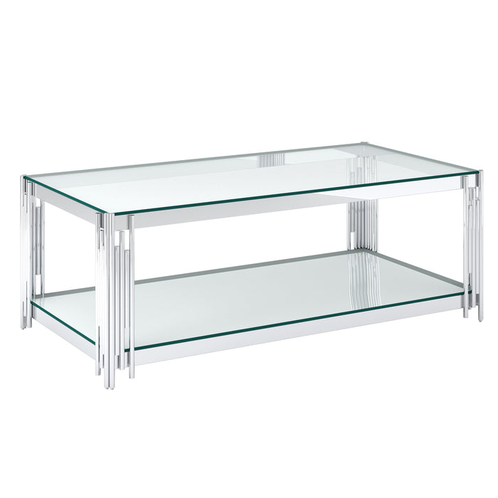 Worldwide Home Furnishings Estrel-Coffee Table-Silver Rectangular Coffee Table 301-630CH