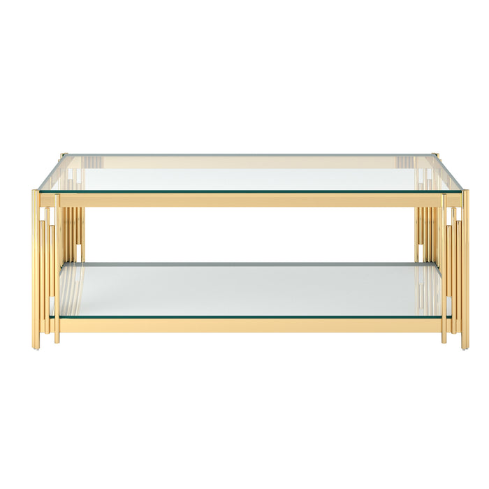 Worldwide Home Furnishings Estrel-Coffee Table-Gold Rectangular Coffee Table 301-630GL