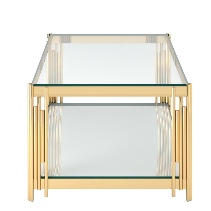 Worldwide Home Furnishings Estrel-Coffee Table-Gold Rectangular Coffee Table 301-630GL
