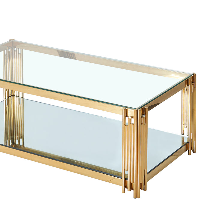 Worldwide Home Furnishings Estrel-Coffee Table-Gold Rectangular Coffee Table 301-630GL