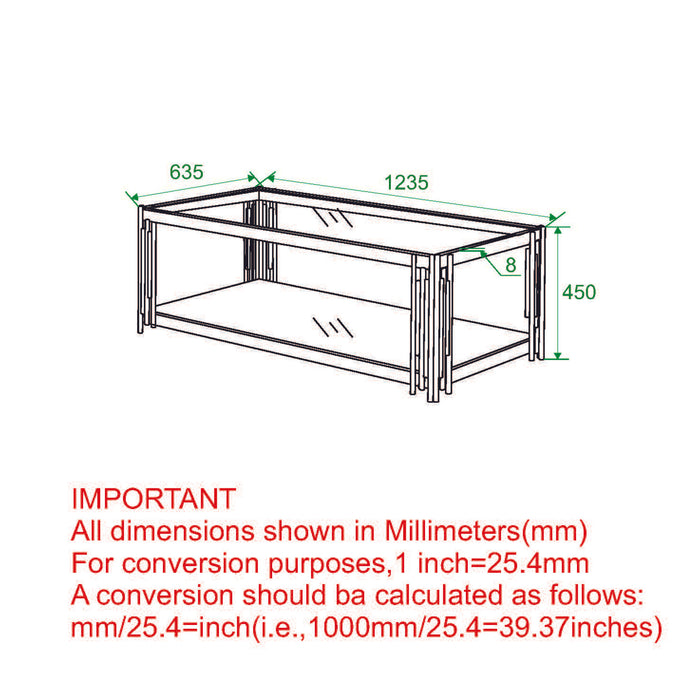 Worldwide Home Furnishings Estrel-Coffee Table-Gold Rectangular Coffee Table 301-630GL