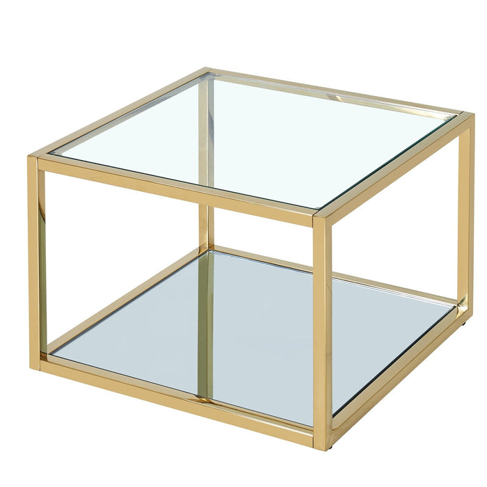 Worldwide Home Furnishings Casini-Coffee Table Small-Gold Small Square Coffee Table 301-632GL_S