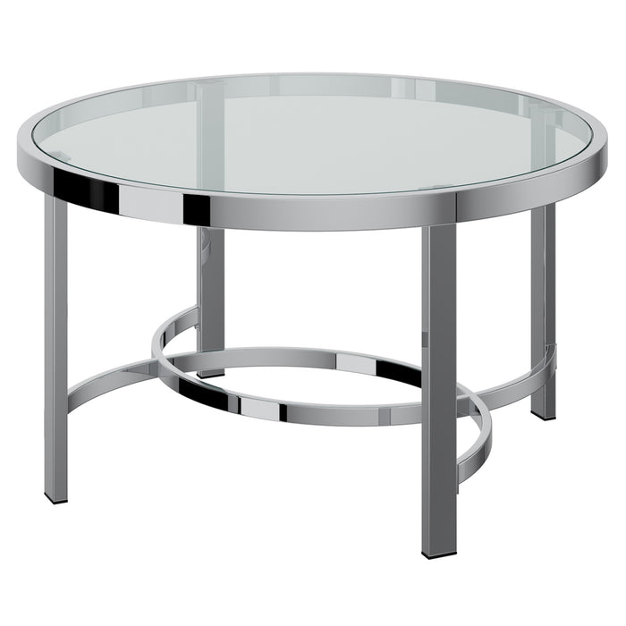 Worldwide Home Furnishings Strata-Coffee Table-Chrome Round Coffee Table 301-746