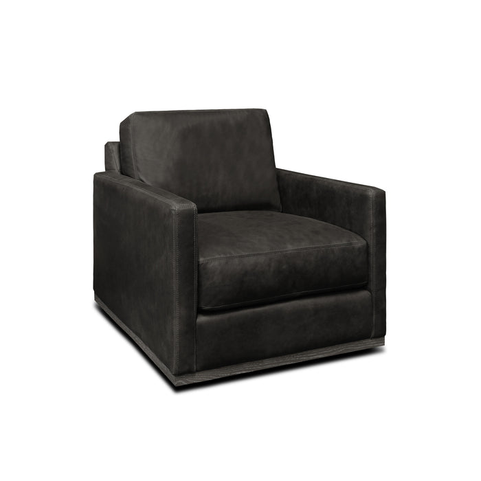 GTR Monterrey 100% Top Grain Leather Modern Americana Swivel Armchair