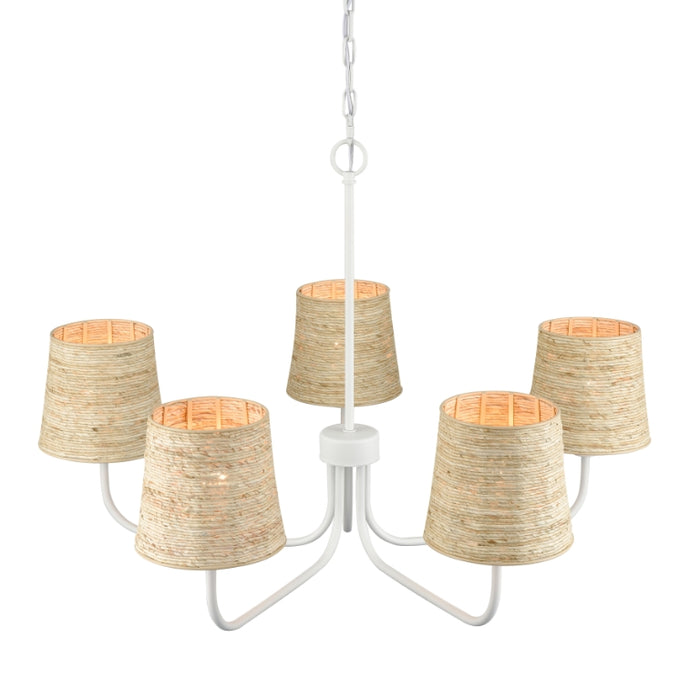 Elk Lighting Abaca Textured White 34" Wide-5 Light Chandelier