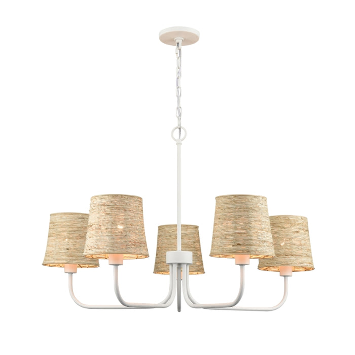 Elk Lighting Abaca Textured White 34" Wide-5 Light Chandelier