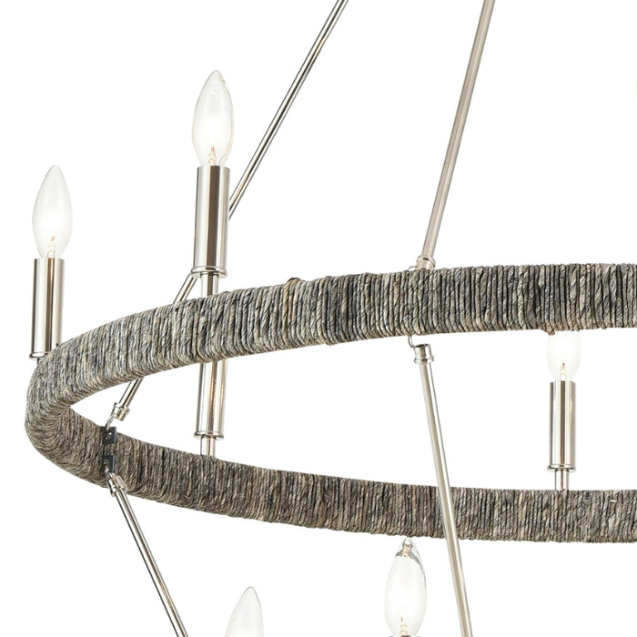 Elk Lighting Abaca Polished Nickel 14 Light Chandelier