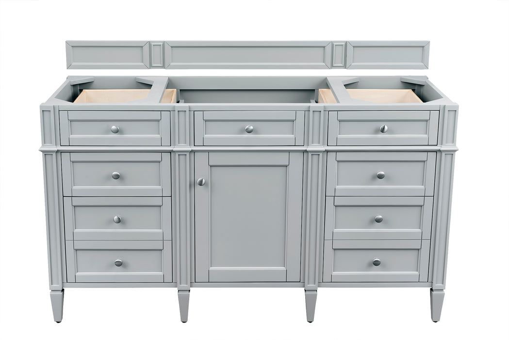 Brittany 60" Single Vanity, Burnished Mahogany w/ 3 CM Victorian Silver Silestone Top w/FreePower Wireless Charger