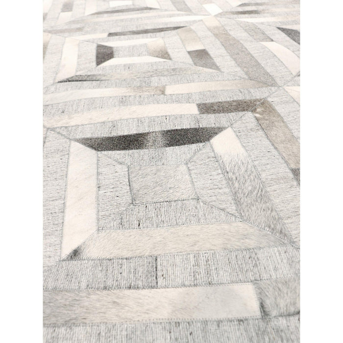 Pasargad Home Galaxy Collection Silver Cowhide & Sari Silk Area Rug- 6' 0'' X 9' 0'' ptx-3104 6x9