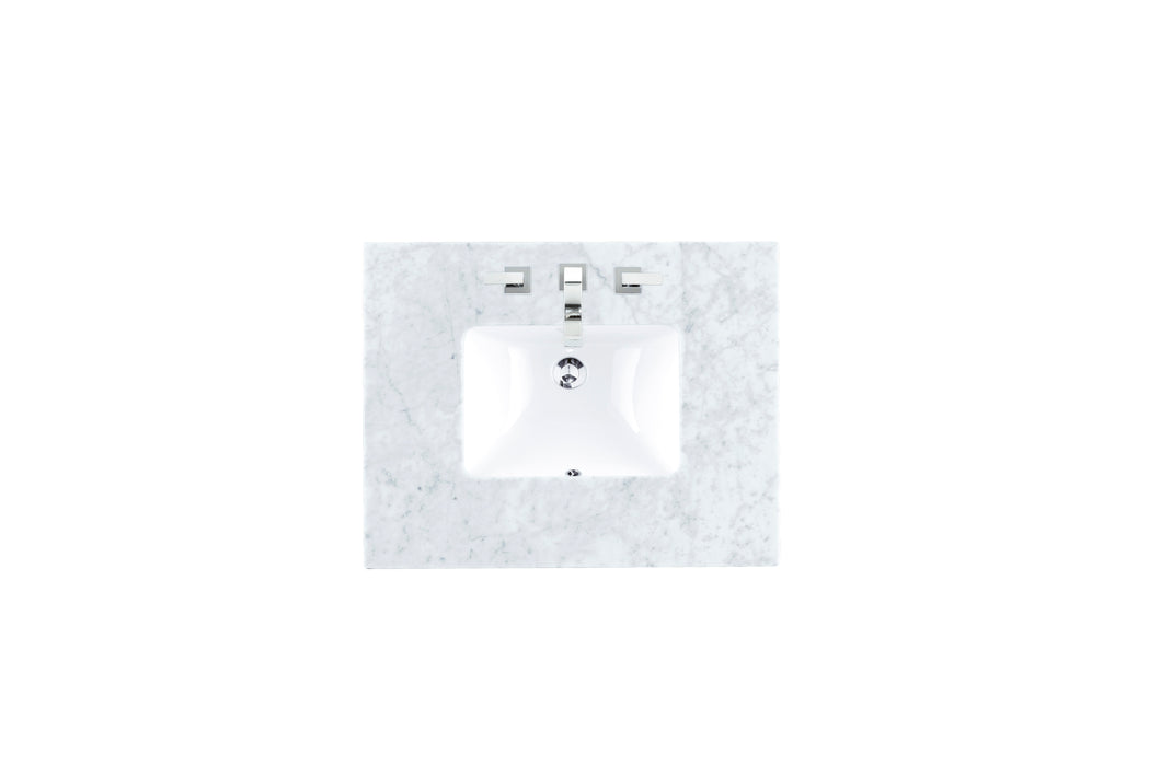 30" Single 3 CM Top, Carrara White Marble w/ Sink