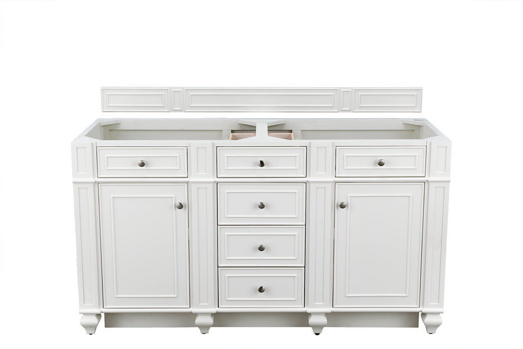 Bristol 60" Double Vanity, Bright White, w/ 3 CM Tajnar Eclos Top w/FreePower Wireless Charger