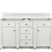 Bristol 60" Double Vanity, Bright White, w/ 3 CM Tajnar Eclos Top w/FreePower Wireless Charger