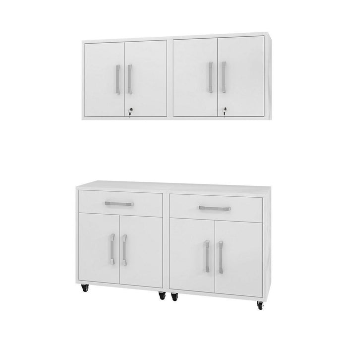 Manhattan Comfort Eiffel 4-Piece Garage Storage Set in White