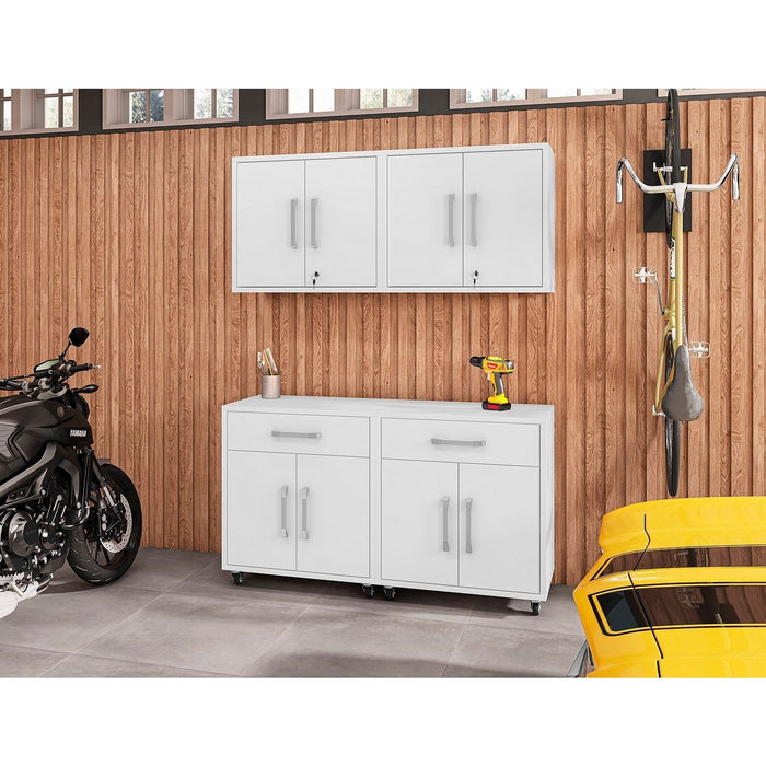 Manhattan Comfort Eiffel 4-Piece Garage Storage Set in White